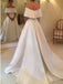Elegant A-line Off Shoulder Satin Ivory Wedding Dress, WD0457