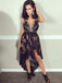 New Arrival Deep V-neck Black Lace Backless Homecoming Dresses, HD0476
