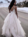Charming Spaghetti Straps Lace Top Backless Tulle Wedding dresses With Train, WD0414