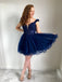 Newest Off-shoulder Lace Appliques Tulle Skirt Short Homecoming Dresses, HD0487