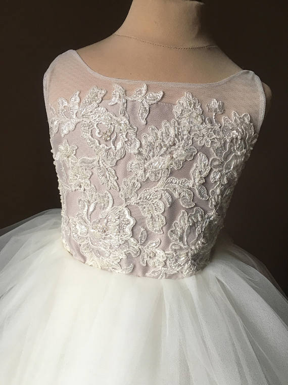 Lovely Princess dresses, Ivory Lace Tulle Flower Girl Dress, FG0202