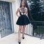New Arrival Appliques Sleeveless Short Black Part dresses, Popular Homecoming dresses, HD0369