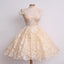 New Hot Sale V-neck Lace Cap Sleeves short Prom Dress, Elegant homecoming dresses, HD0323