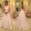 Modern Sexy A Line Lace Spaghetti Straps Appliques Sweep Train Wedding Dresses, WD0352
