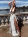 Sexy A-line Split Long Prom Dress Evening Dress with Applique, OL598