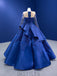 Elegant Ball Gown Sweetheart Long Sleeves With Beads Long Prom Dresses, OL051